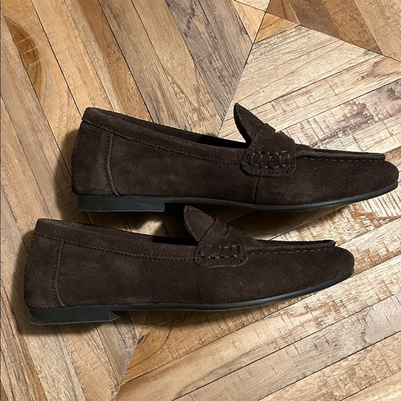 Zara Brown Split Leather Loafers size 5 - Picture 2 of 4